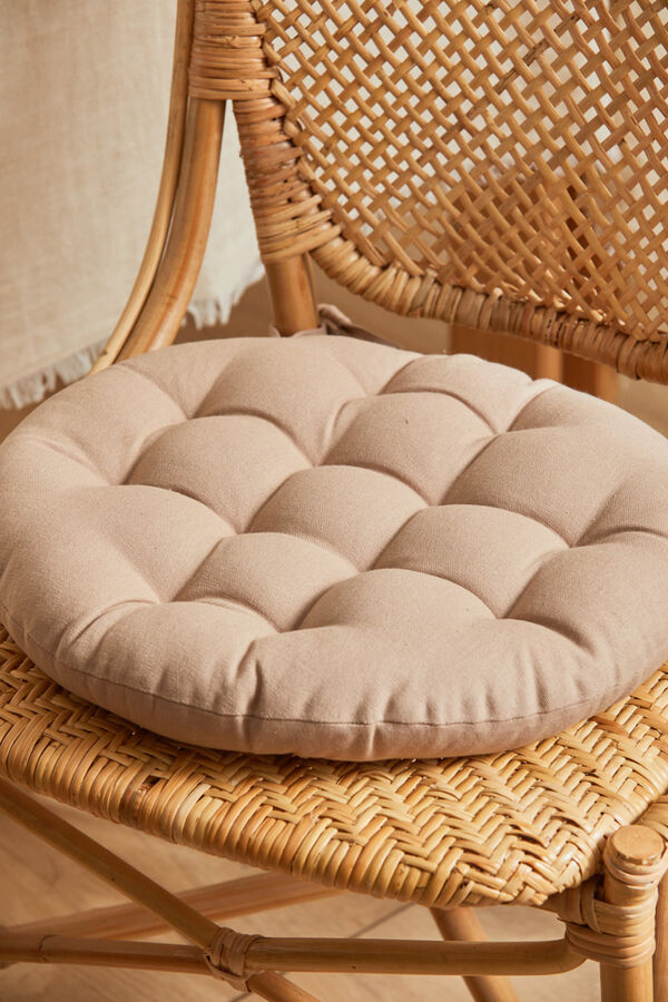 Womensecret Gavema round washable stone-coloured cotton seat cushion szürke