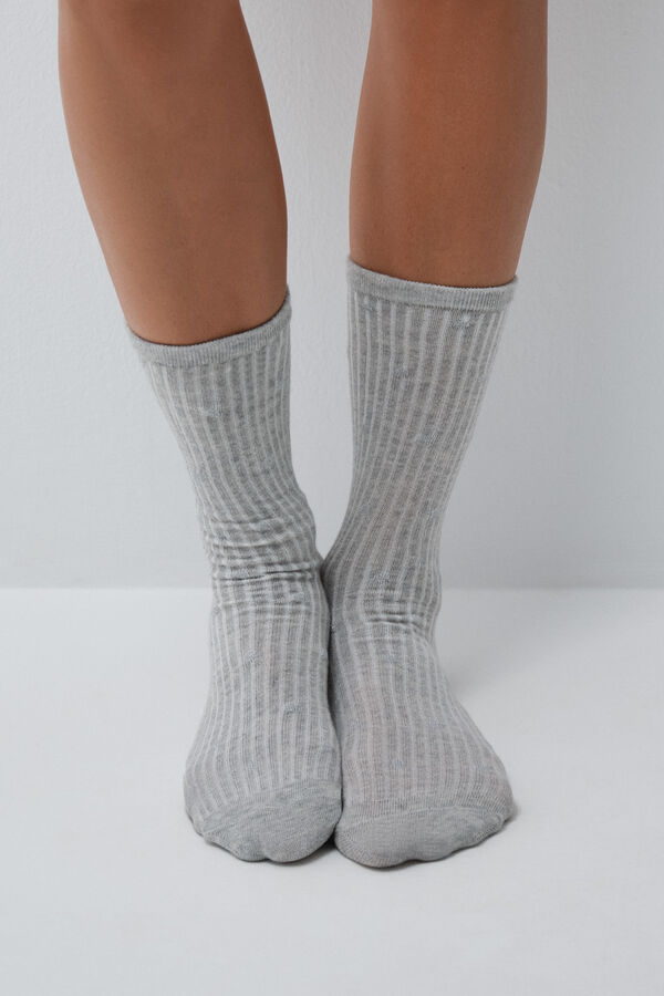 Women'secret Grey lurex 3-pack long socks grey