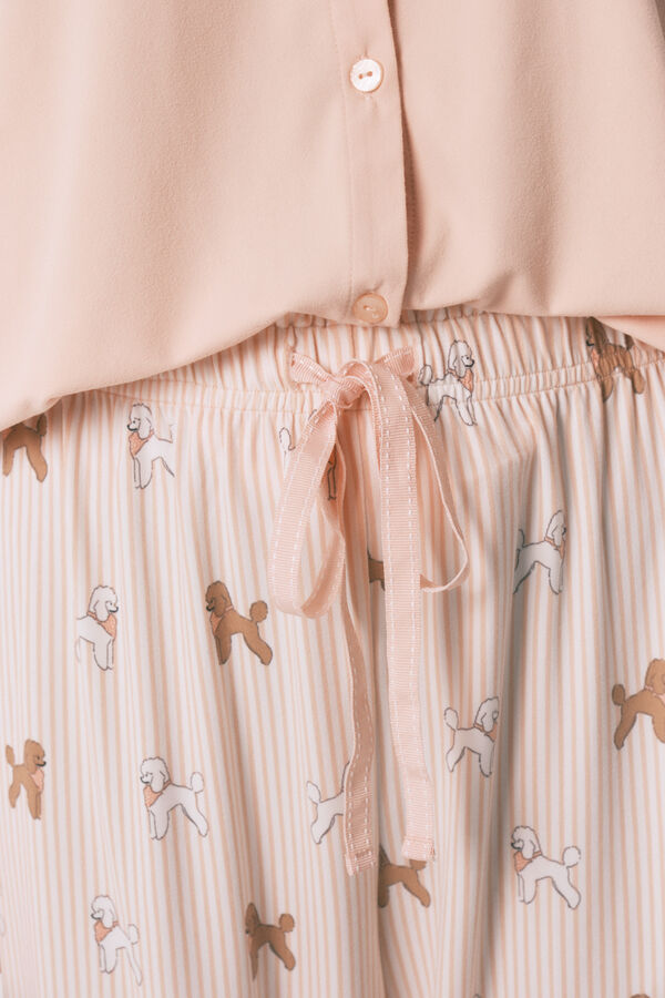 Women'secret Pink soft knit dog print long pyjamas red