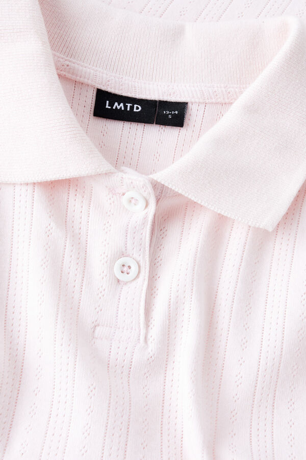Lmtd Short sleeve classic collar polo shirt with buttons pink
