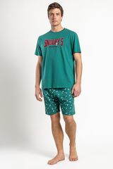Admas Embroidered Snoopy short pyjamas green