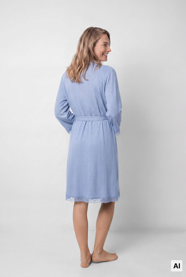 Women'secret Blue midi robe with belt blue