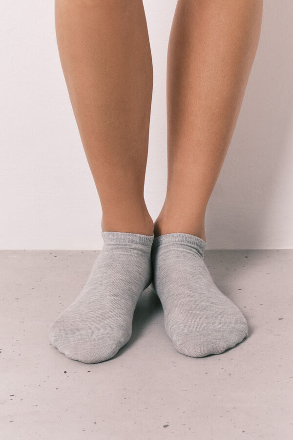 Women'secret Pakovanje 3 para sivih lurex kratkih čarapa Siva