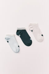 Women'secret Lot de 3 chaussettes courtes imprim&eacute; c&oelig;ur imprim&eacute;