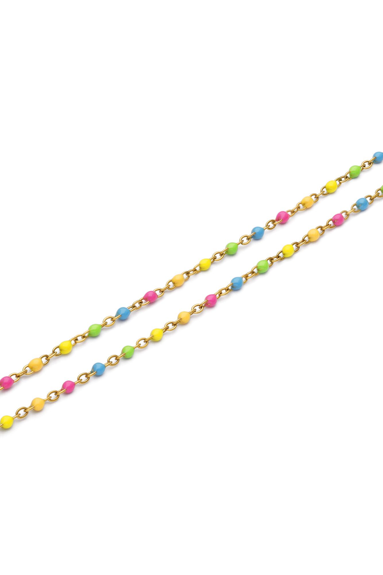 Singularu Doppel-Fu&szlig;kettchen Dots Neon Emaille Goldbad Stahl