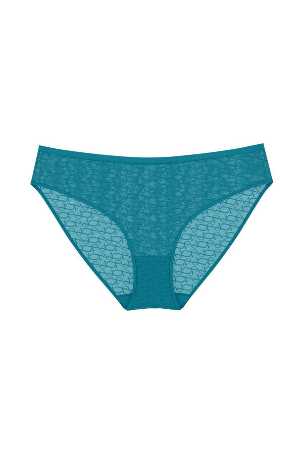 Triumph Cueca cl&aacute;ssica em renda jacquard azul