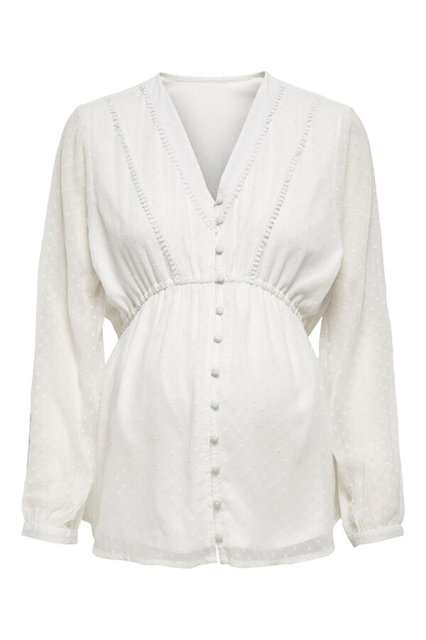 Only Maternity Camisa premamá de encaje mangas anchas blanco