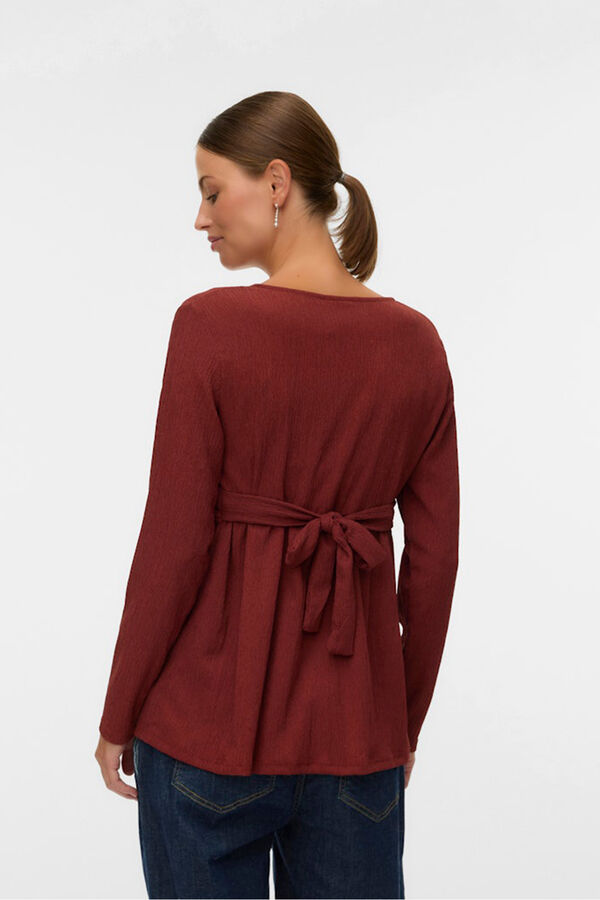 Mamalicious Top de maternity e amamenta&ccedil;&atilde;o de manga comprida  castanho