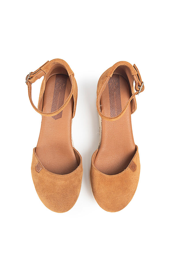 Womensecret Cantalar split leather low-wedge sandal természetes