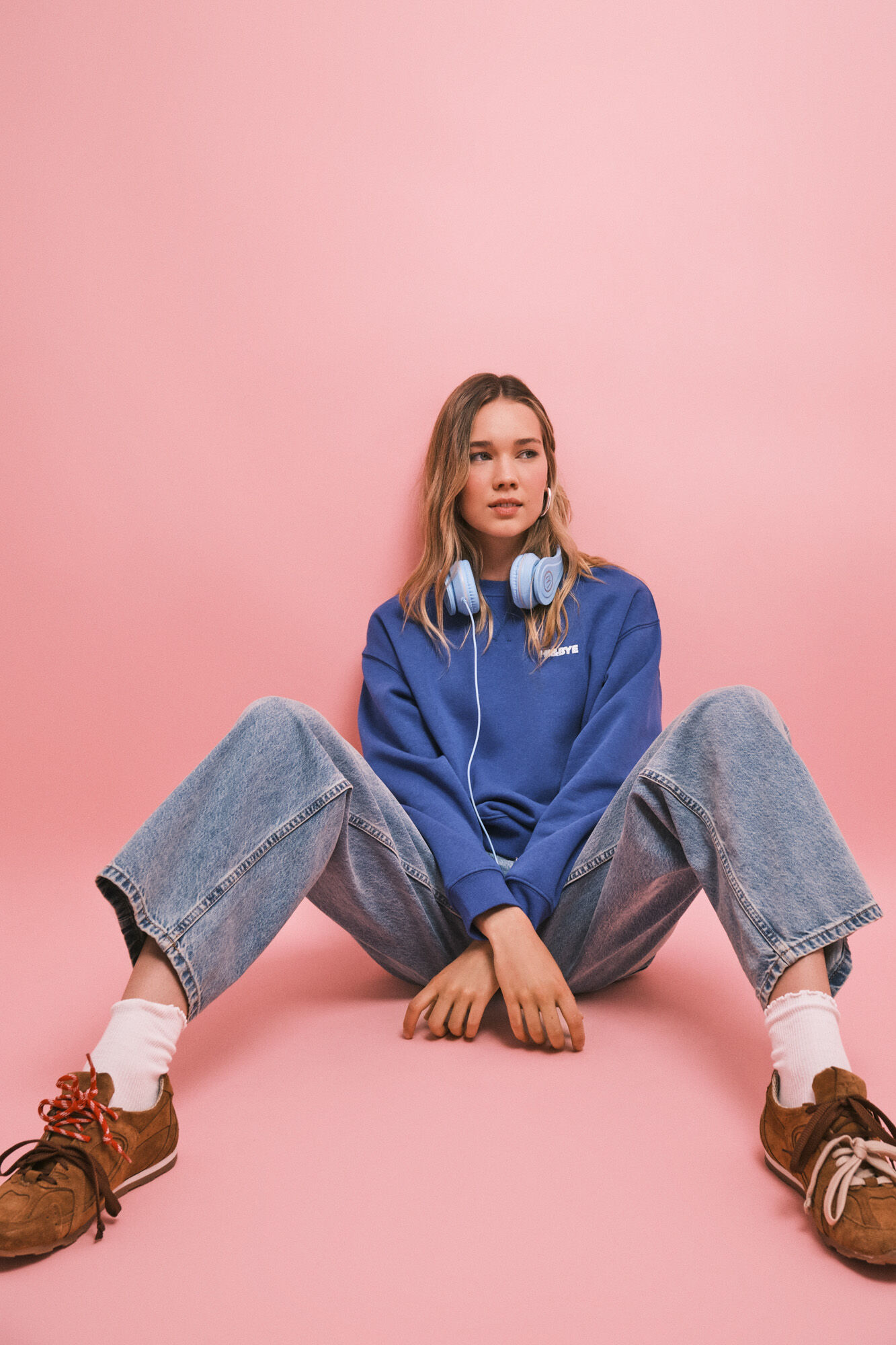 HI&BYE Electric blue fleece logo sweatshirt