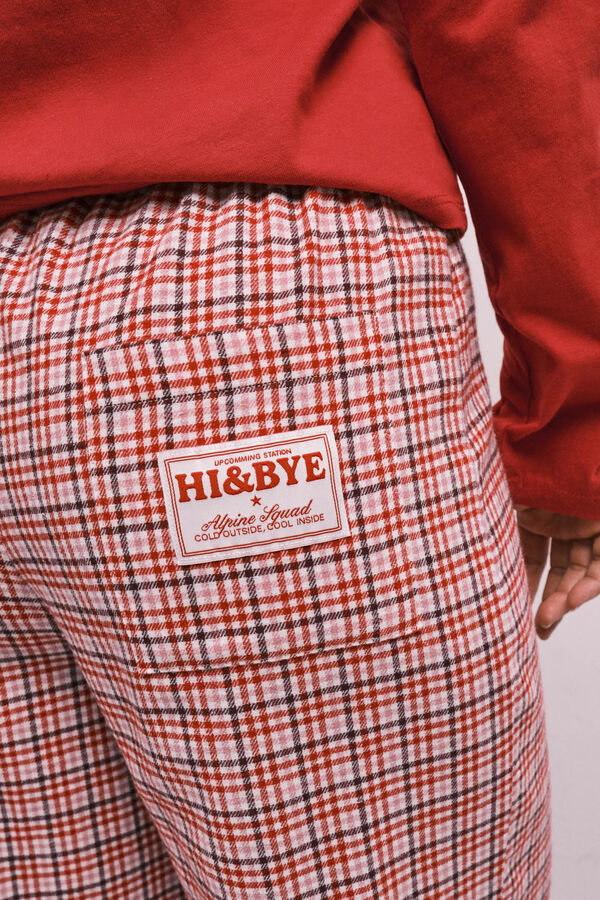 HI&BYE Red cotton plaid long pyjamas red