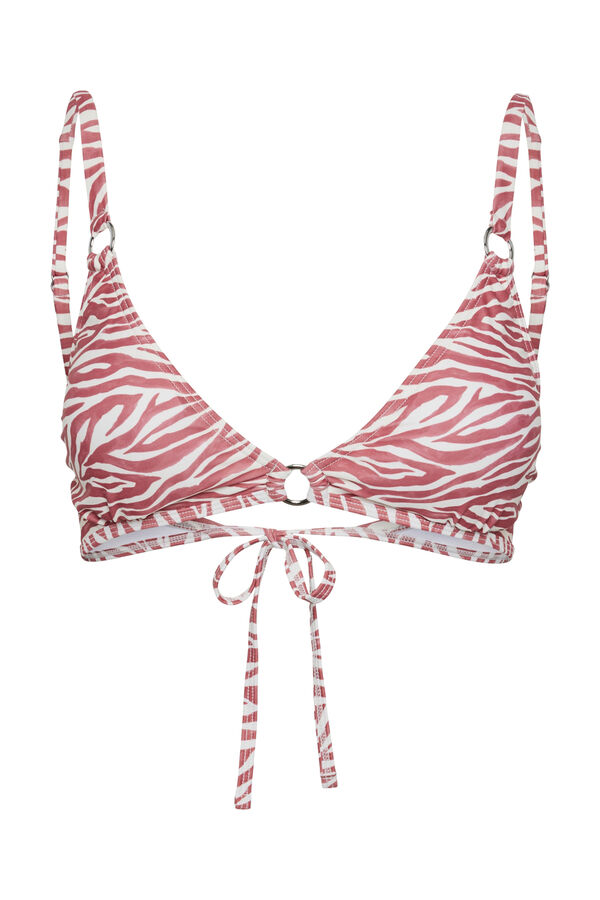 Womensecret Top de bikini estampado con detalle aro en el escote rojo