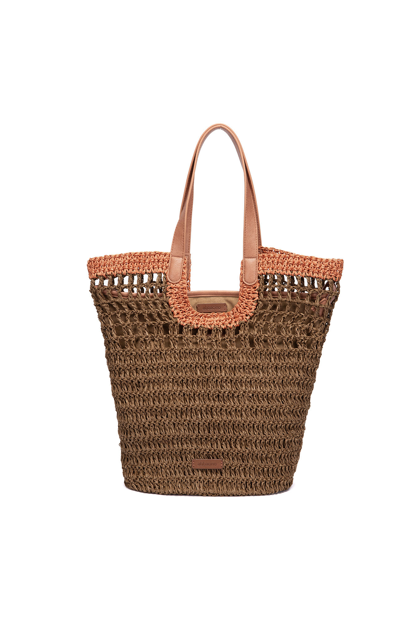 Abbacino  Cesto de r&aacute;fia castanho