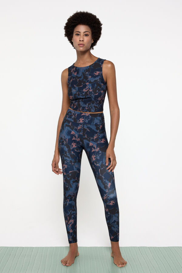 Only Play Legging JAM tiro alto estampado azul