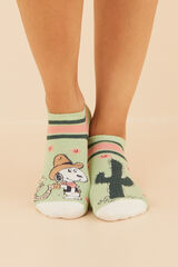 Women'secret Calcetines cortos algod&oacute;n Snoopy Cowboy verde