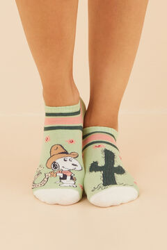 Womensecret Calcetines cortos algodón Snoopy Cowboy verde