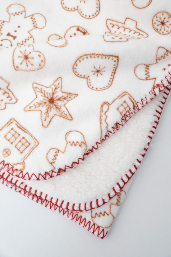 Women'secret Christmas print fleece blanket beige