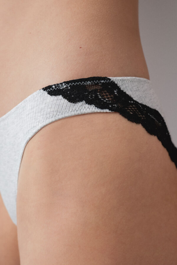 Women'secret Culotte classique en coton c&ocirc;tel&eacute; grise gris