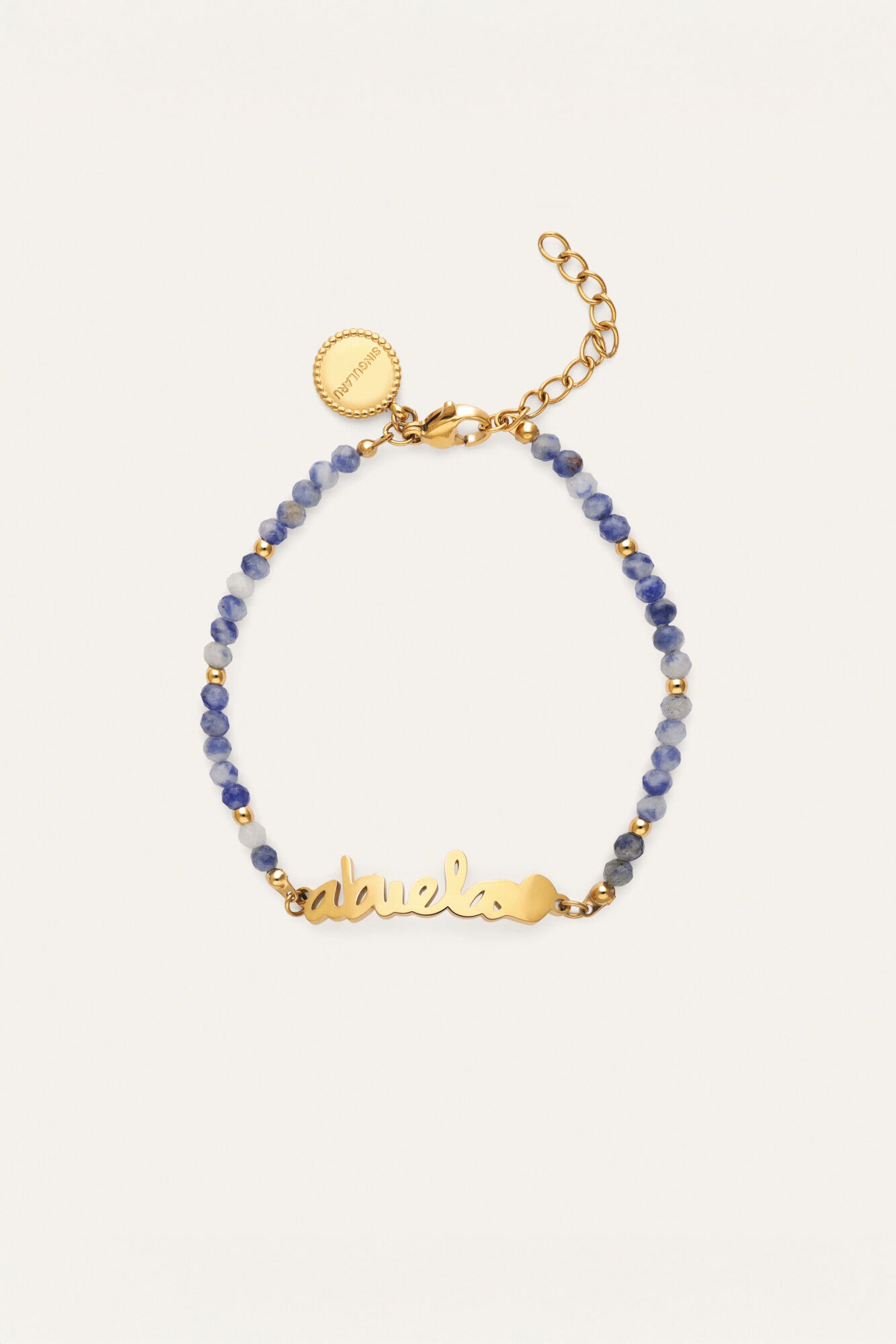 Singularu Cianit-Stahl-Armband mit Goldbeschichtung und Oma-Herz