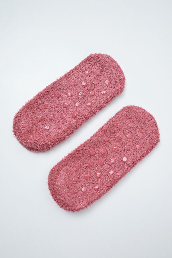 Women'secret Pink fluffy slip-on socks printed
