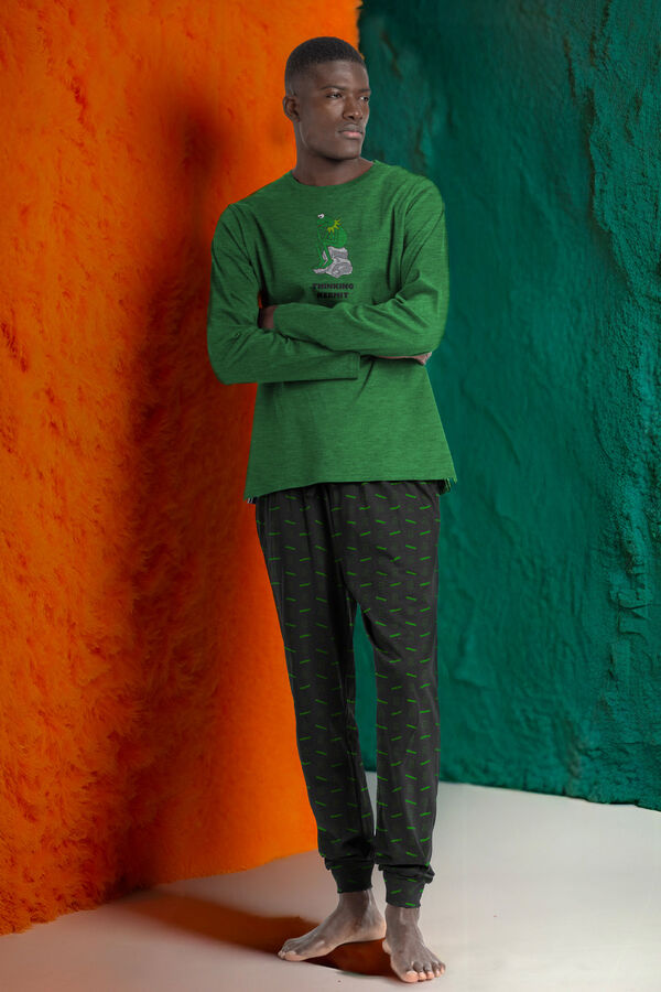Admas Pijama largo Gustavo Muppets para hombre verde