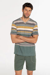 Punto Blanco Conjunto pijama corto rayas 100% algod&oacute;n kaki