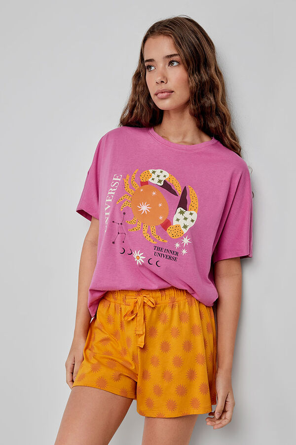 Gisela Fuchsia print short pajamas Rosa