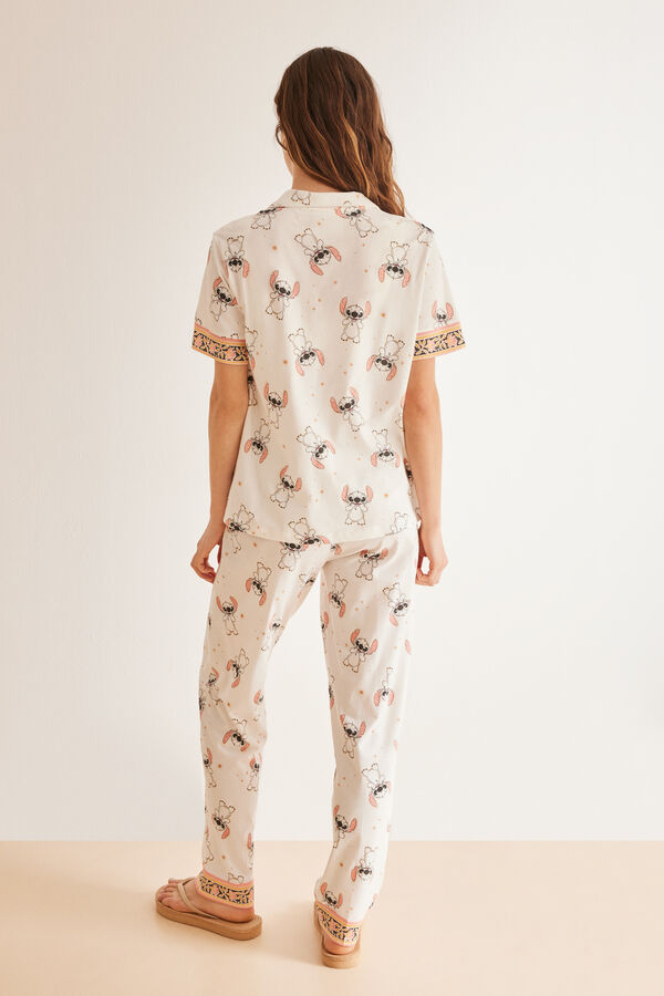 Womensecret Pijama camisero 100% algodón Stitch blanco