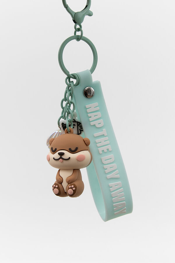 Mr. Wonderful Porta-chaves com charms de lontra pregui&ccedil;osa estampado