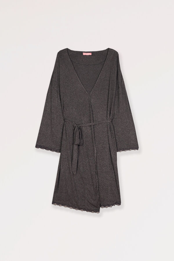 Ohma! Maternity robe with lace details grey