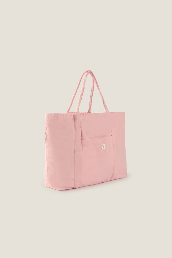 Womensecret Beach bag in cotton twill fabric rózsaszín