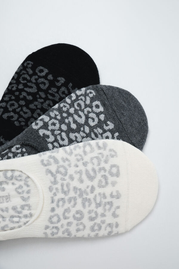 Women'secret Grey animal print 3-pack socks grey