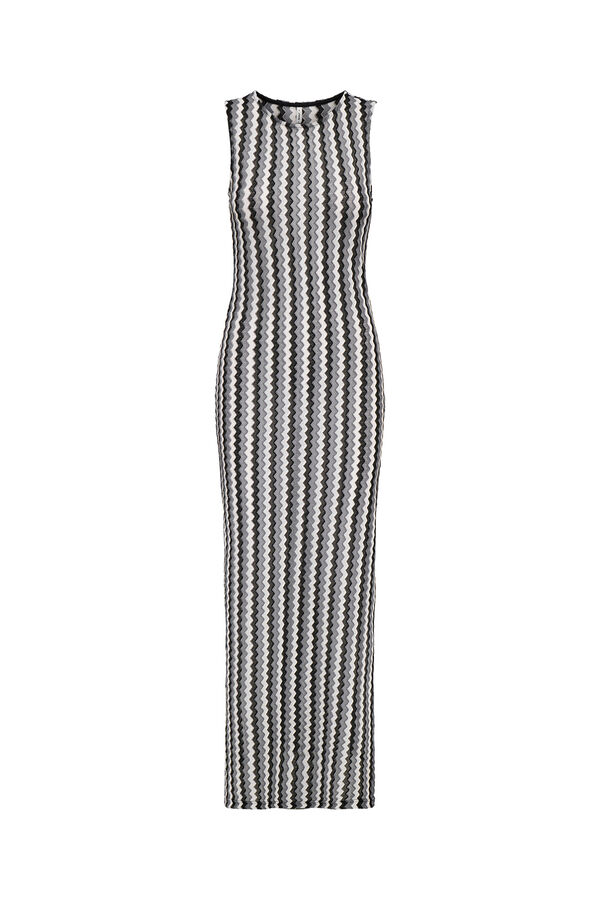 Only Zigzag print long dress white