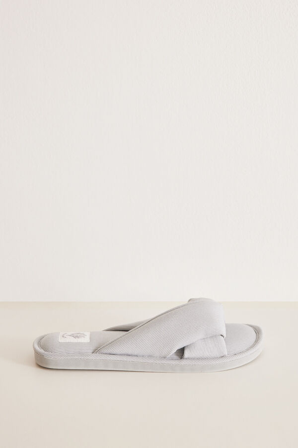 Womensecret Grey ribbed slippers grey