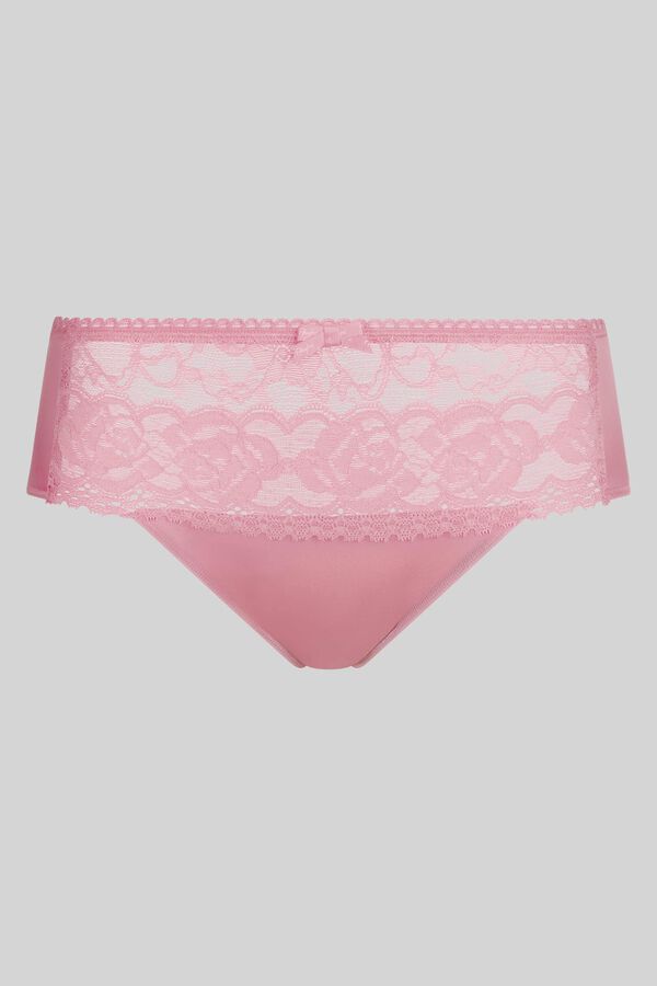 Playtex Satynowe figi z wysokim stanem i haftem kwiatowym r&oacute;żowy