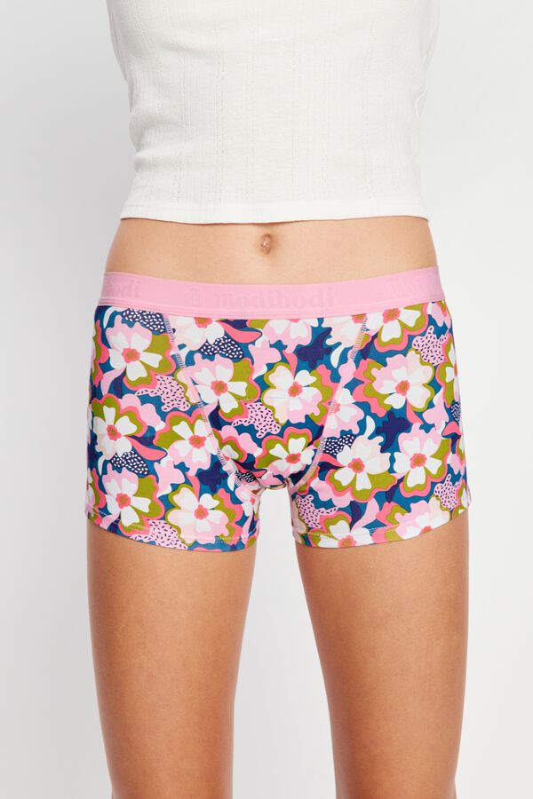 Modibodi Pink organic cotton super flow period panty printed
