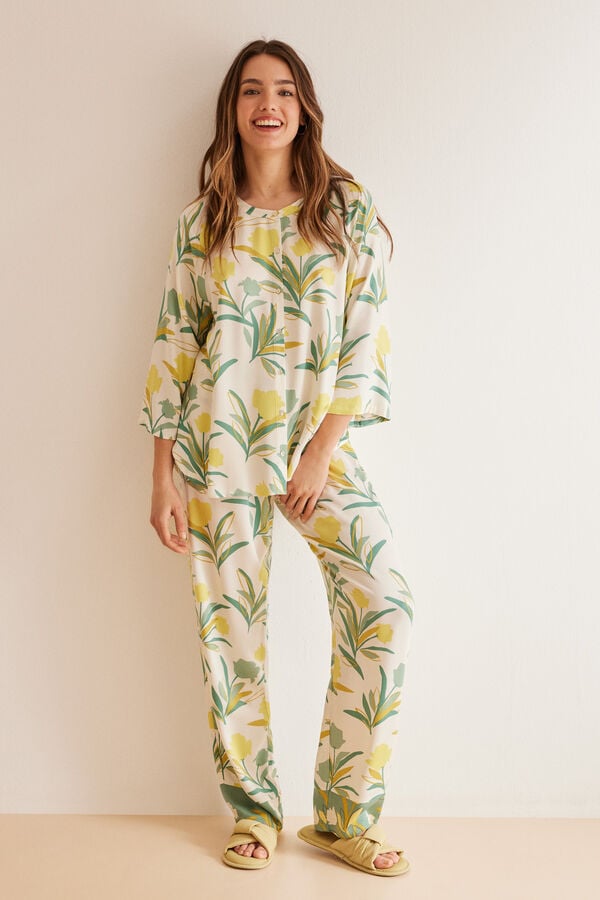 Womensecret Pyjama chemise imprimé tropical intégral imprimé