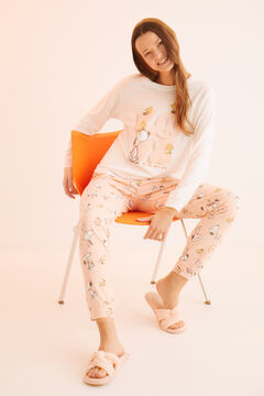 Womensecret Pijama largo 100% algodón Snoopy 'Love' naranja