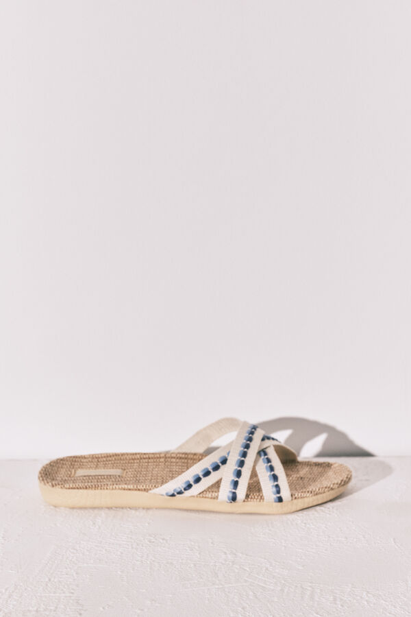 Women'secret Rafia cross-strap sandals nude