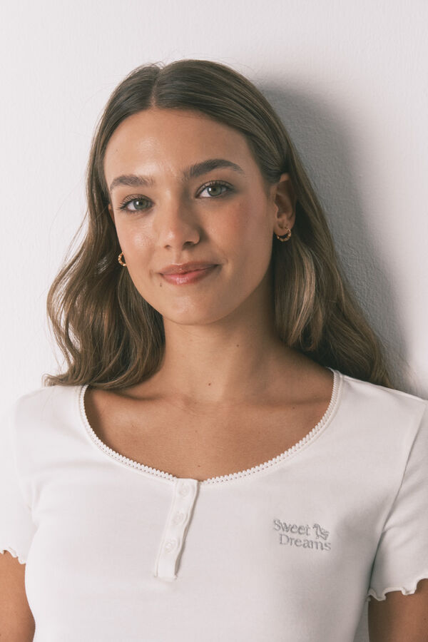 Women'secret Bela pamučna majica kratak rukav Bela