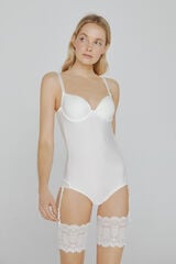 Womensecret Ivette Bridal white backless bodysuit with push-up cups bézs