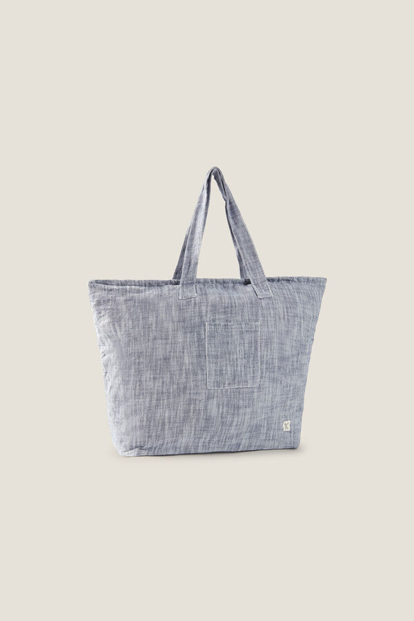 Womensecret Beach bag in cotton fabric kék