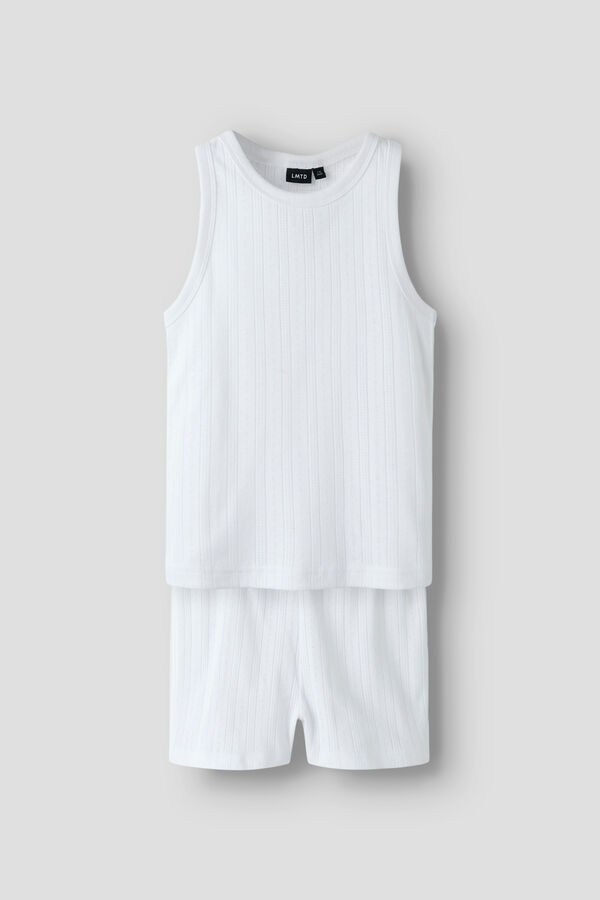 Lmtd Conjunto pijama corto sin mangas pointelle blanco