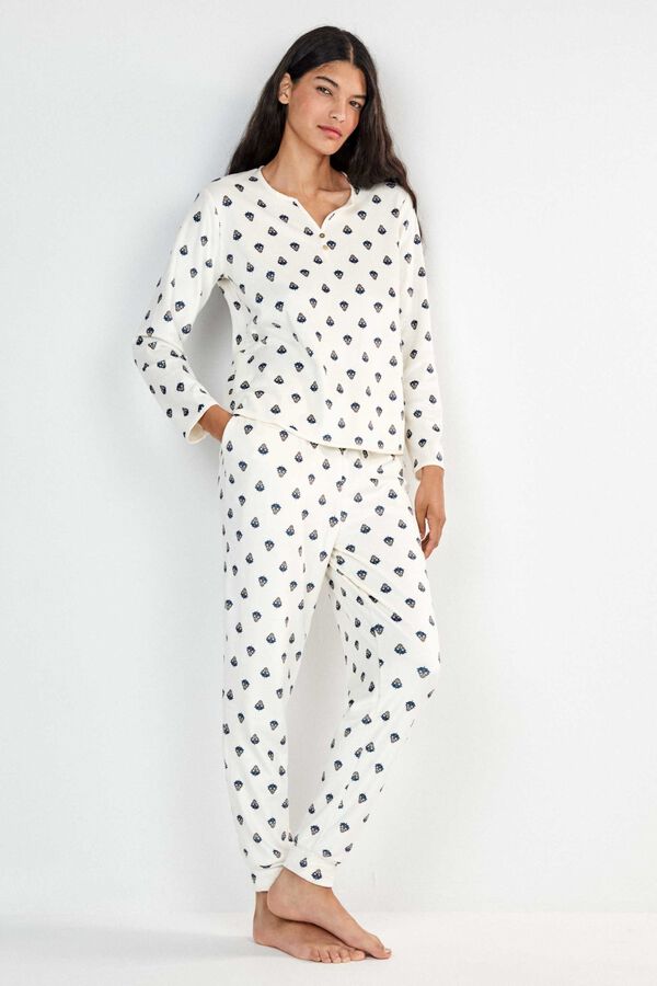 Gisela Ethnic print classic pyjamas white