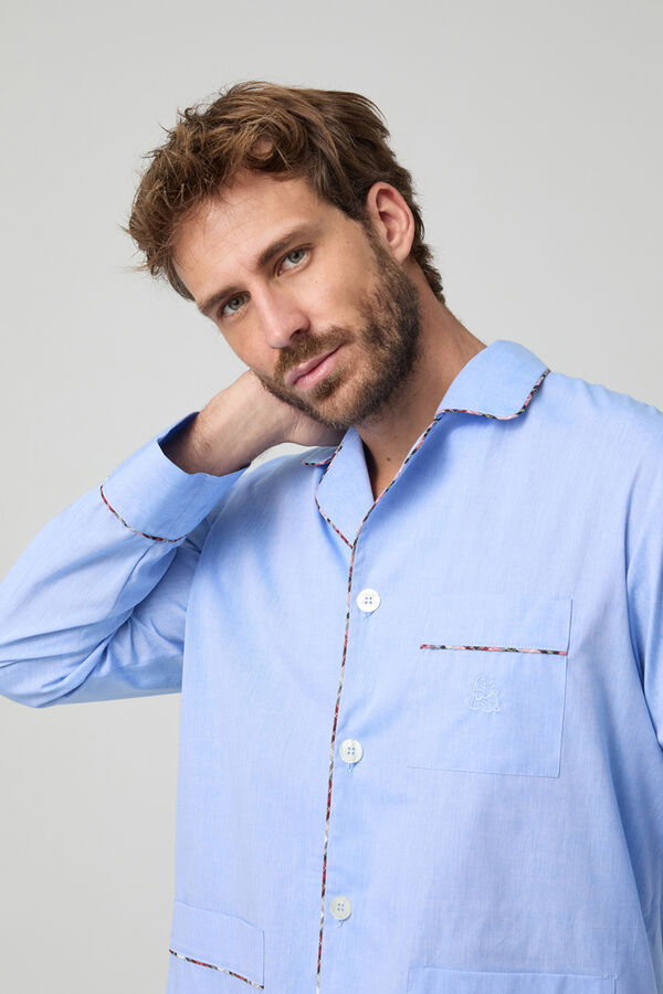 Kiff-Kiff Kiff Kiff 100% Cotton Blue Pyjamas with Scottish Piping Detail blue