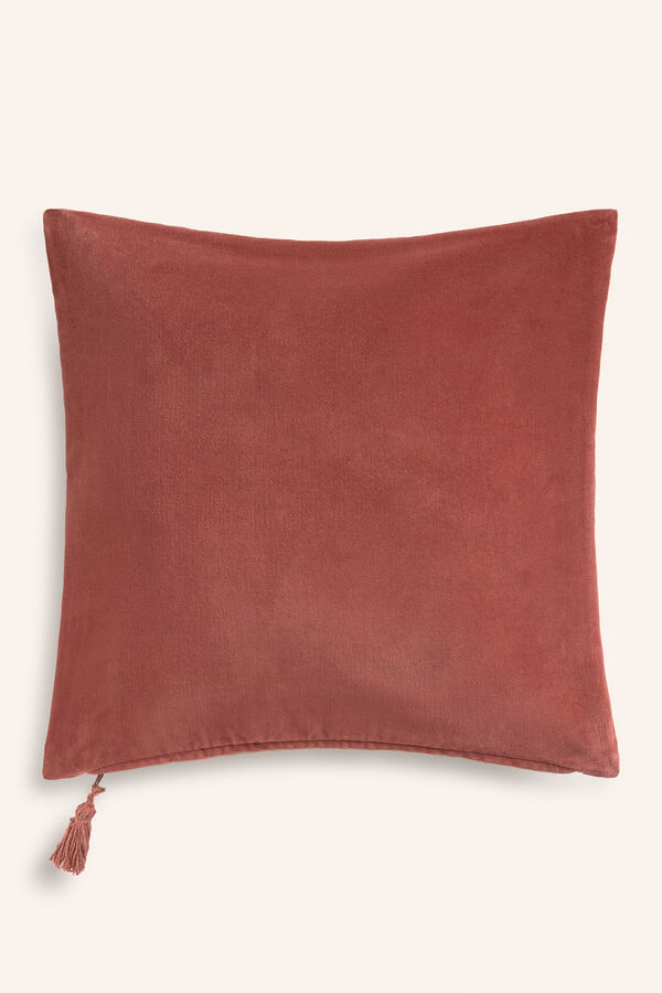 Calma House Funda de coj&iacute;n cuadrada de terciopelo en tono tierra Velour naranja