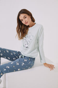 Womensecret Pijama largo 100% algodón Snoopy verde verde