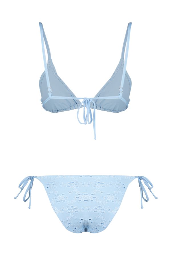 Trendyol Brocade triangle bikini set blue