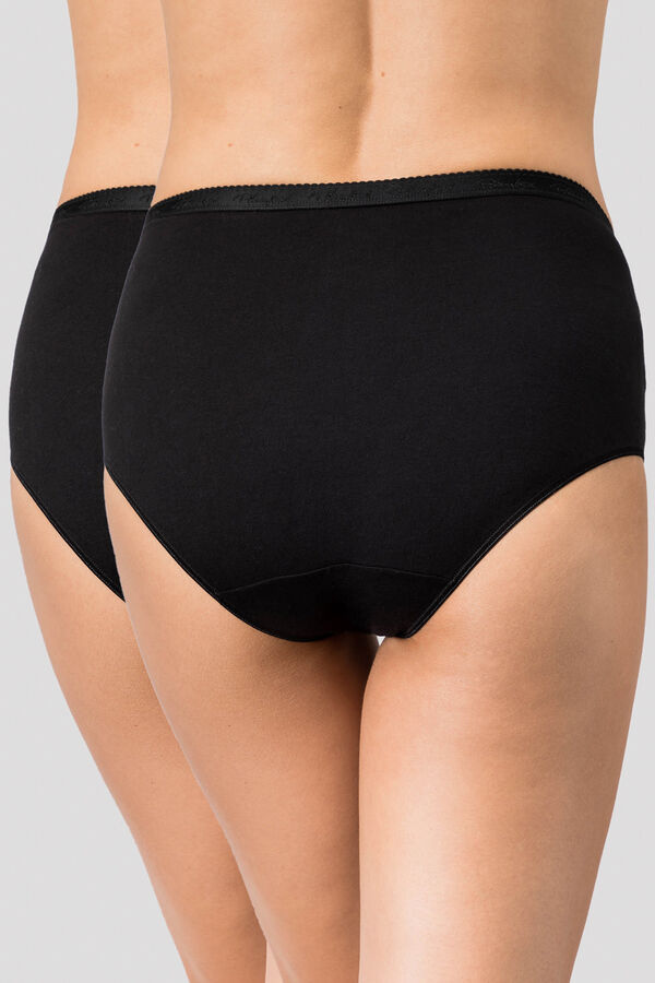 Playtex Pack de 2 bragas Midi de algod&oacute;n org&aacute;nico negro