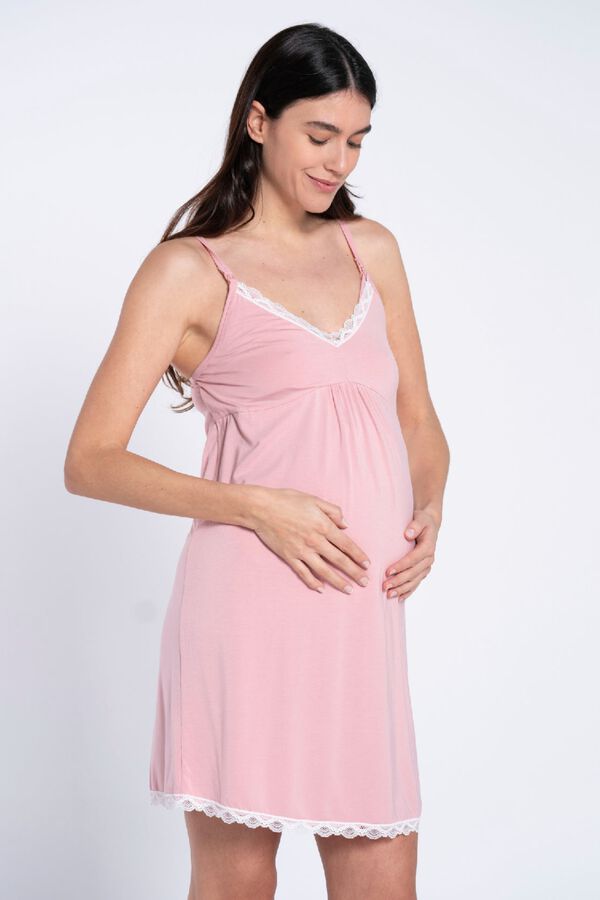 Ohma! Nursing nightdress with lace pink